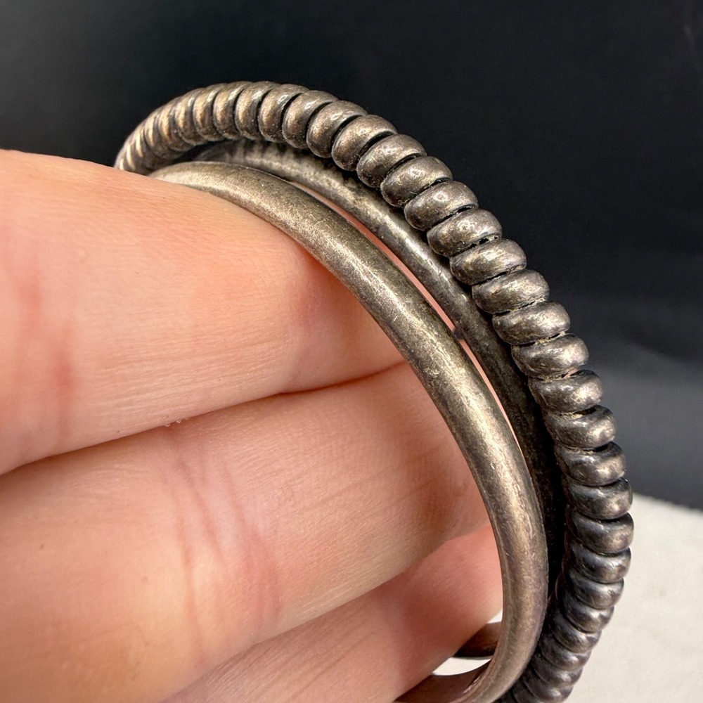 Vintage Cuff Bracelet Twisted Coil Silver Tone 6" - Picture 8 of 11